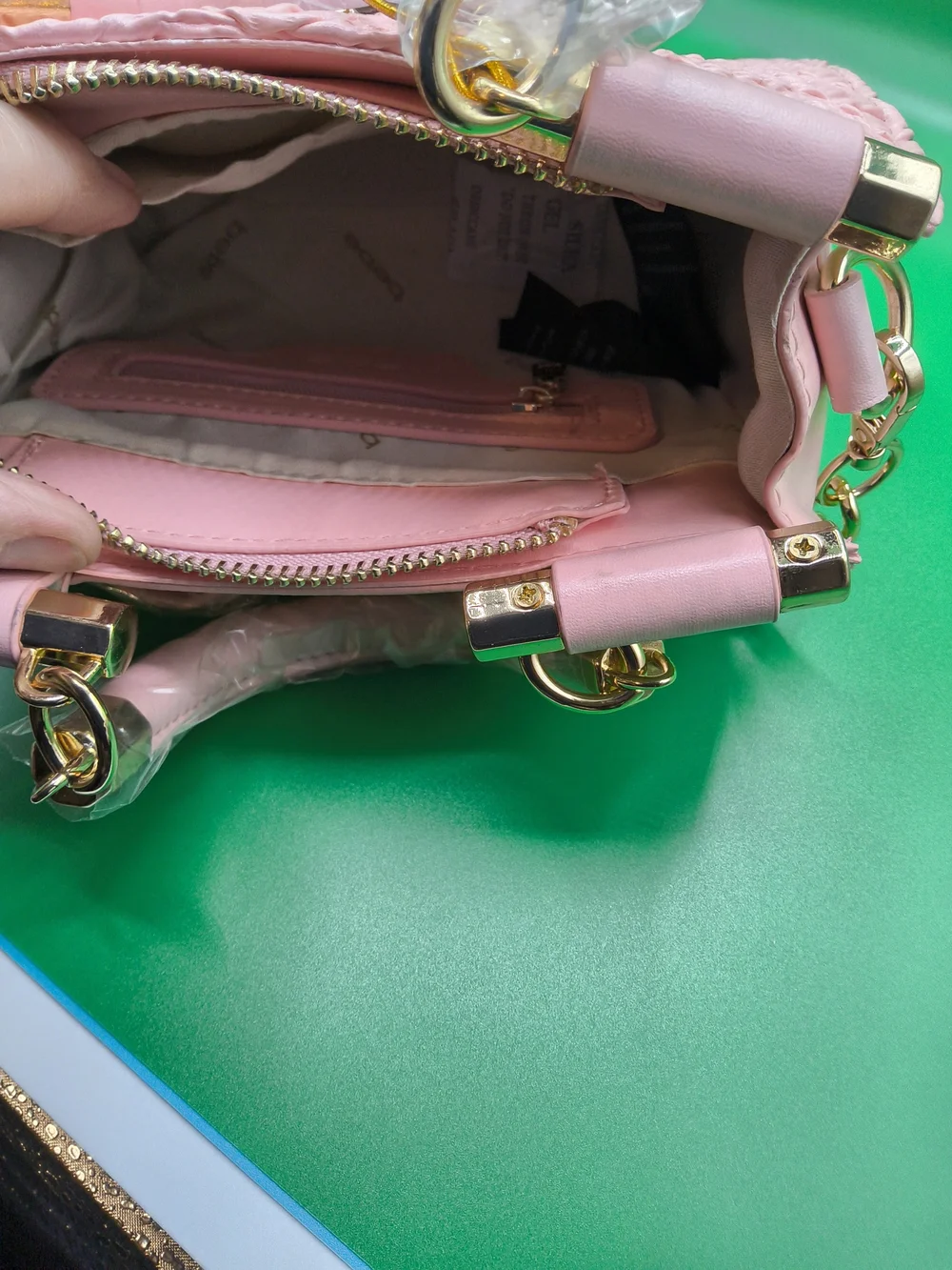 NWT bebe Blush Pink Textured Top-Handle Satchel with Gold Hardware